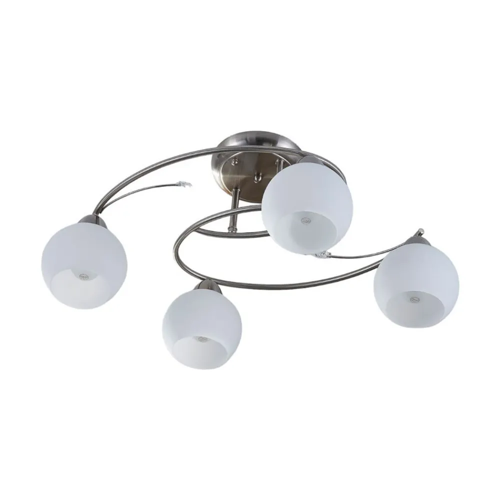 Lindby taklampe Svean, 4-lys, hvit, glass, lengde 42,5 cm| Design- Og Hotellbelysning|Taklamper
