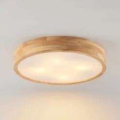 Lindby taklampe Tanju, Ø 50 cm, 4 lyskilder, eik, E27| Design- Og Hotellbelysning|Taklamper