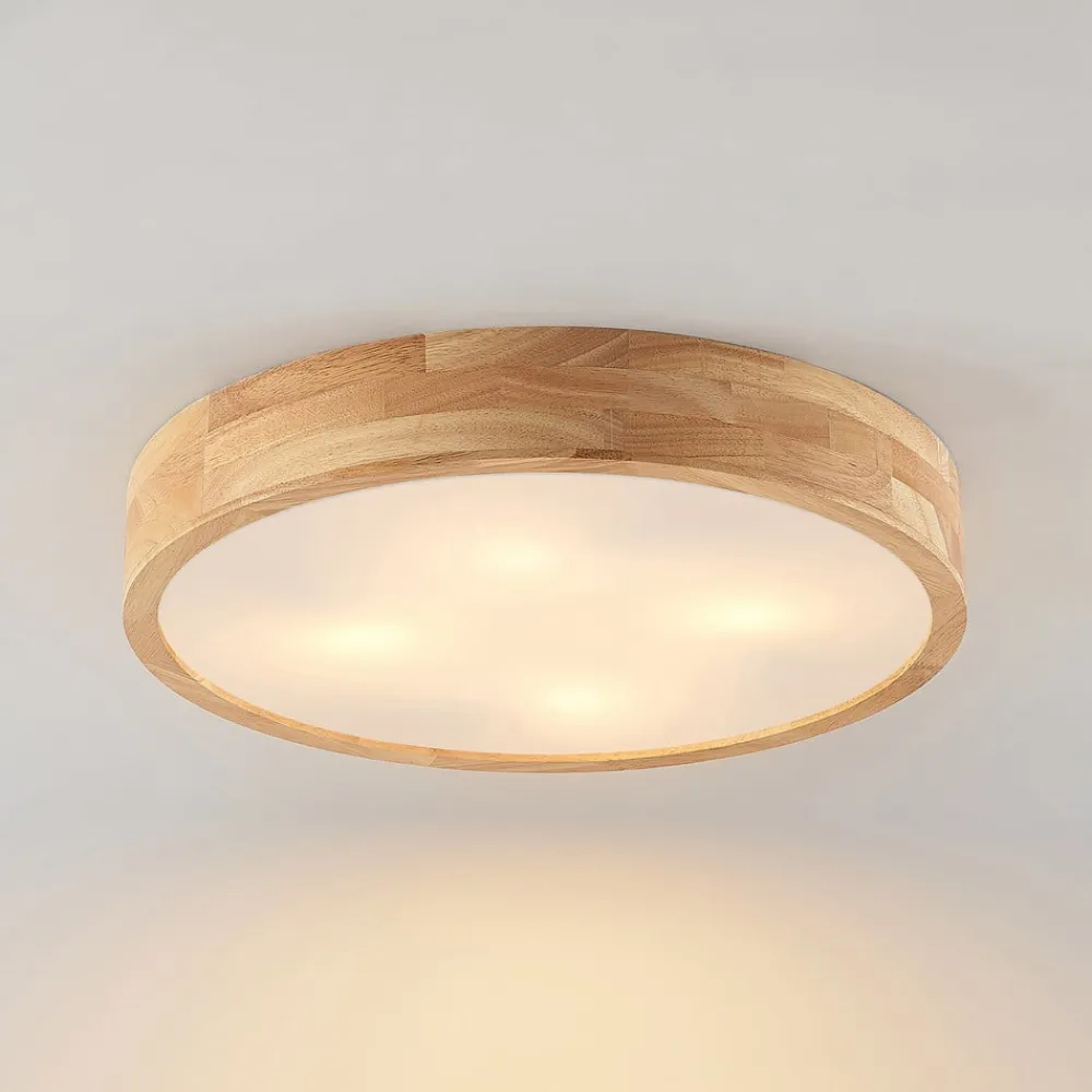 Lindby taklampe Tanju, Ø 50 cm, 4 lyskilder, eik, E27| Design- Og Hotellbelysning|Taklamper