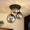 Lindby taklampe Teeja, smoke, 3 lyskilder, Ø47cm, glass, E27| Design- Og Hotellbelysning|Taklamper