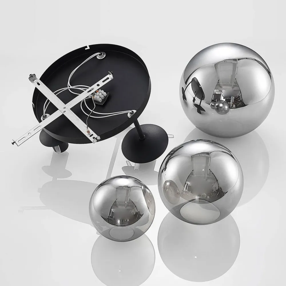 Lindby taklampe Teeja, smoke, 3 lyskilder, Ø47cm, glass, E27| Design- Og Hotellbelysning|Taklamper