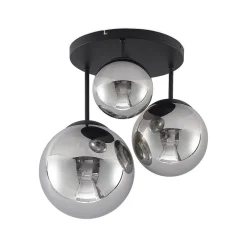 Lindby taklampe Teeja, smoke, 3 lyskilder, Ø47cm, glass, E27| Design- Og Hotellbelysning|Taklamper