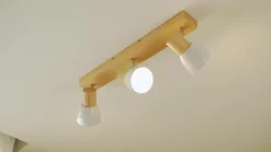 Lindby taklampe Thorin, 47 cm, 3 lyskilder, hvit, tre, E14| Spotter I Tak|Taklamper