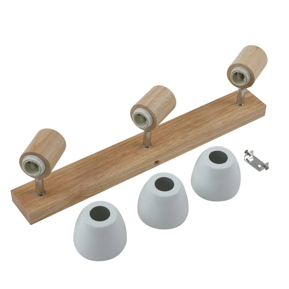 Lindby taklampe Thorin, 47 cm, 3 lyskilder, hvit, tre, E14| Spotter I Tak|Taklamper