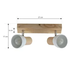 Lindby taklampe Thorin, 27 cm, 2 lyskilder, hvit, tre, E14 Sale