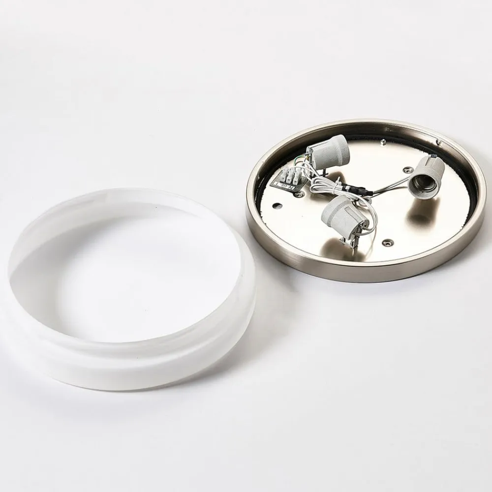 Lindby taklampe til bad Amilia, Ø 30 cm, E27, nikkel, glass| Taklamper