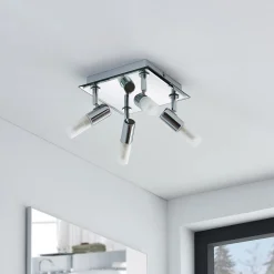 Lindby taklampe til bad Zela, 32 cm, krom, 4 lyskilder, IP44 Discount