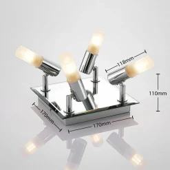 Lindby taklampe til bad Zela, 32 cm, krom, 4 lyskilder, IP44 Discount