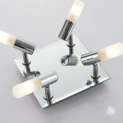 Lindby taklampe til bad Zela, 32 cm, krom, 4 lyskilder, IP44 Discount