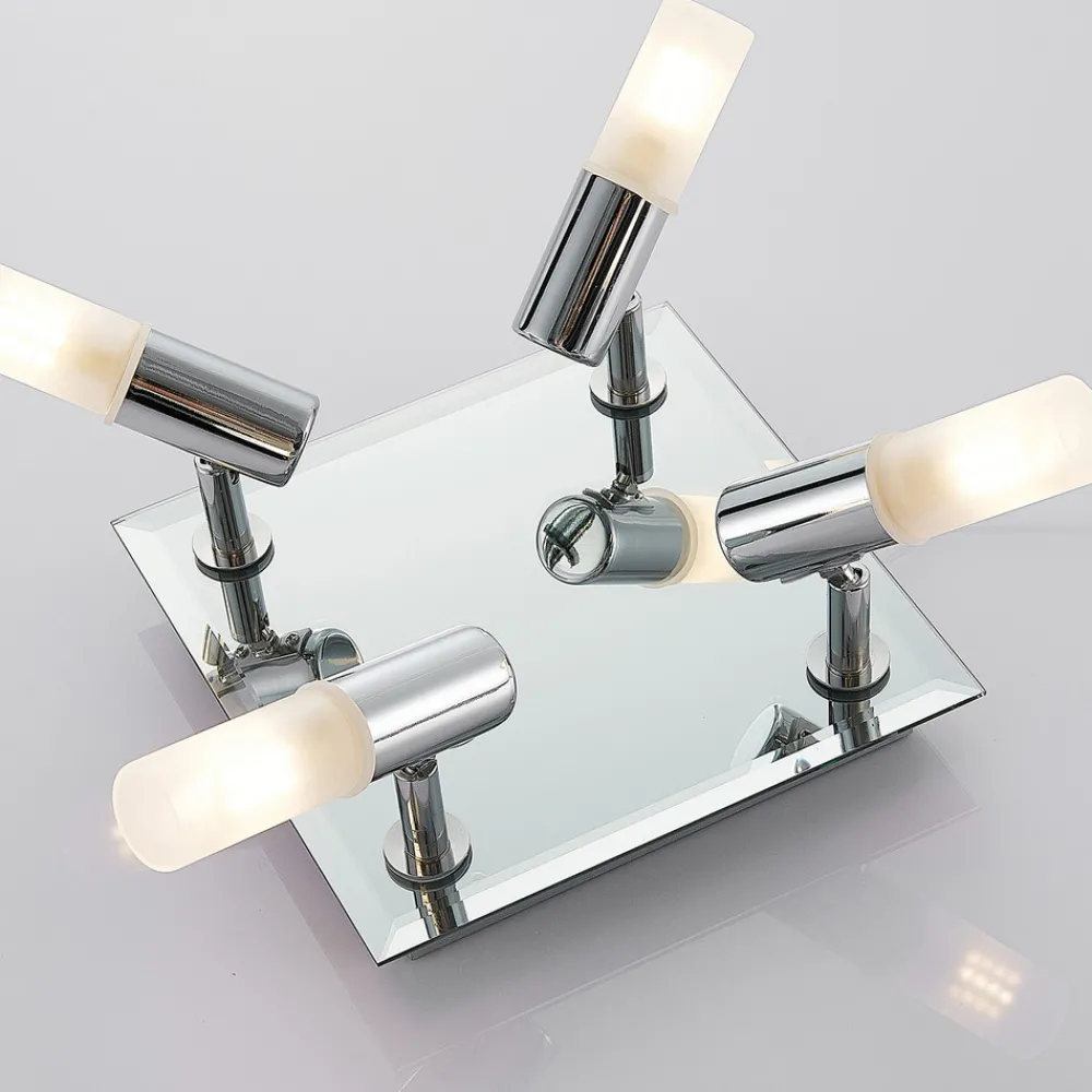 Lindby taklampe til bad Zela, 32 cm, krom, 4 lyskilder, IP44 Discount