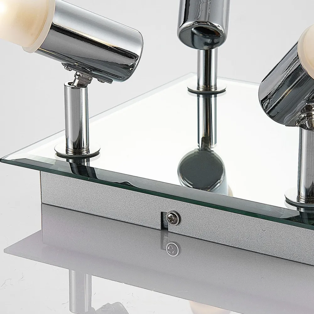 Lindby taklampe til bad Zela, 32 cm, krom, 4 lyskilder, IP44 Discount