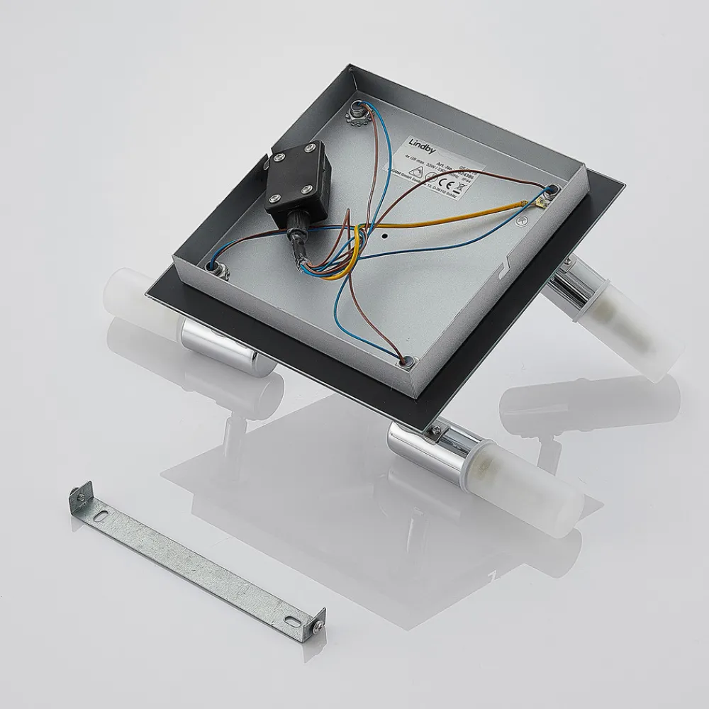 Lindby taklampe til bad Zela, 32 cm, krom, 4 lyskilder, IP44 Discount