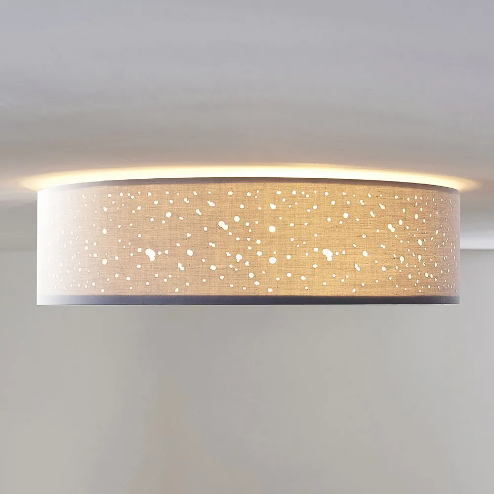 Lindby taklampe Umma, grå, stoff, Ø 50 cm, E27 Best