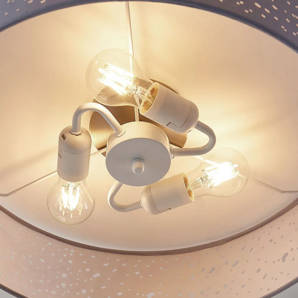 Lindby taklampe Umma, grå, stoff, Ø 50 cm, E27 Best