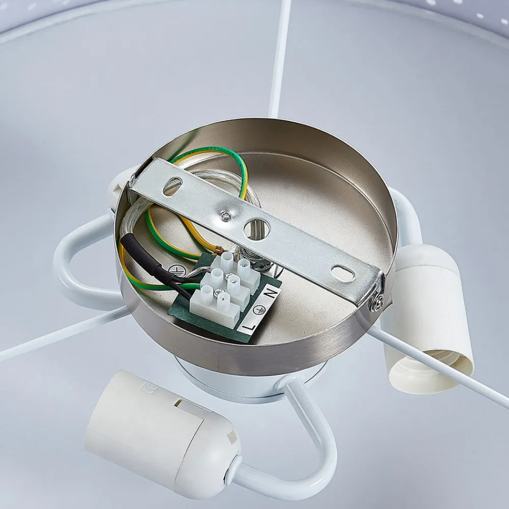 Lindby taklampe Umma, grå, stoff, Ø 50 cm, E27 Best