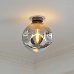 Lindby taklampe Valentina, E27, røykgrå, glass, Ø 25 cm Best