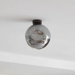 Lindby taklampe Valentina, E27, røykgrå, glass, Ø 25 cm Best