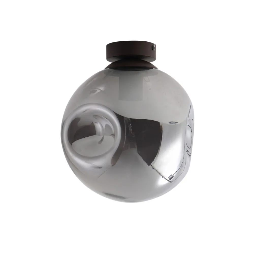 Lindby taklampe Valentina, E27, røykgrå, glass, Ø 25 cm Best