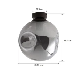 Lindby taklampe Valentina, E27, røykgrå, glass, Ø 25 cm Best