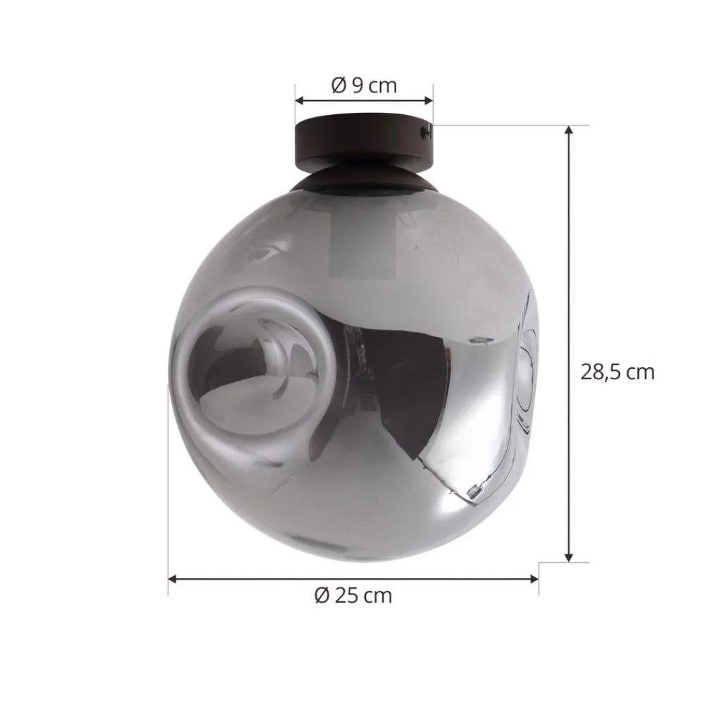 Lindby taklampe Valentina, E27, røykgrå, glass, Ø 25 cm Best