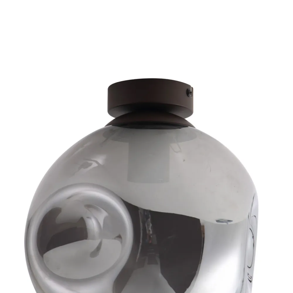 Lindby taklampe Valentina, E27, røykgrå, glass, Ø 25 cm Best