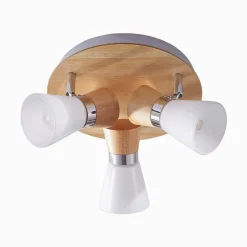 Lindby taklampe Vivica, Ø 26 cm, krom, glass, tre| Taklamper