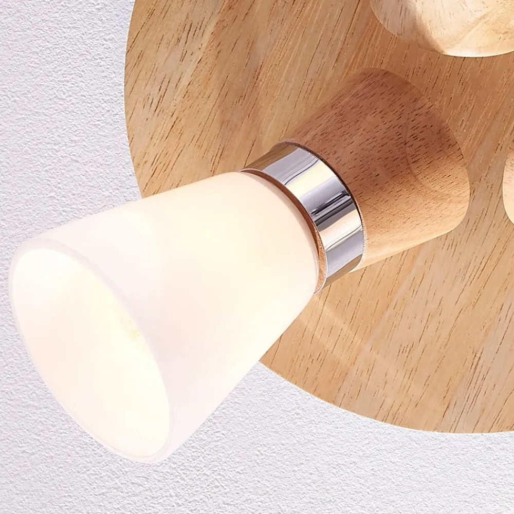 Lindby taklampe Vivica, Ø 26 cm, krom, glass, tre| Taklamper