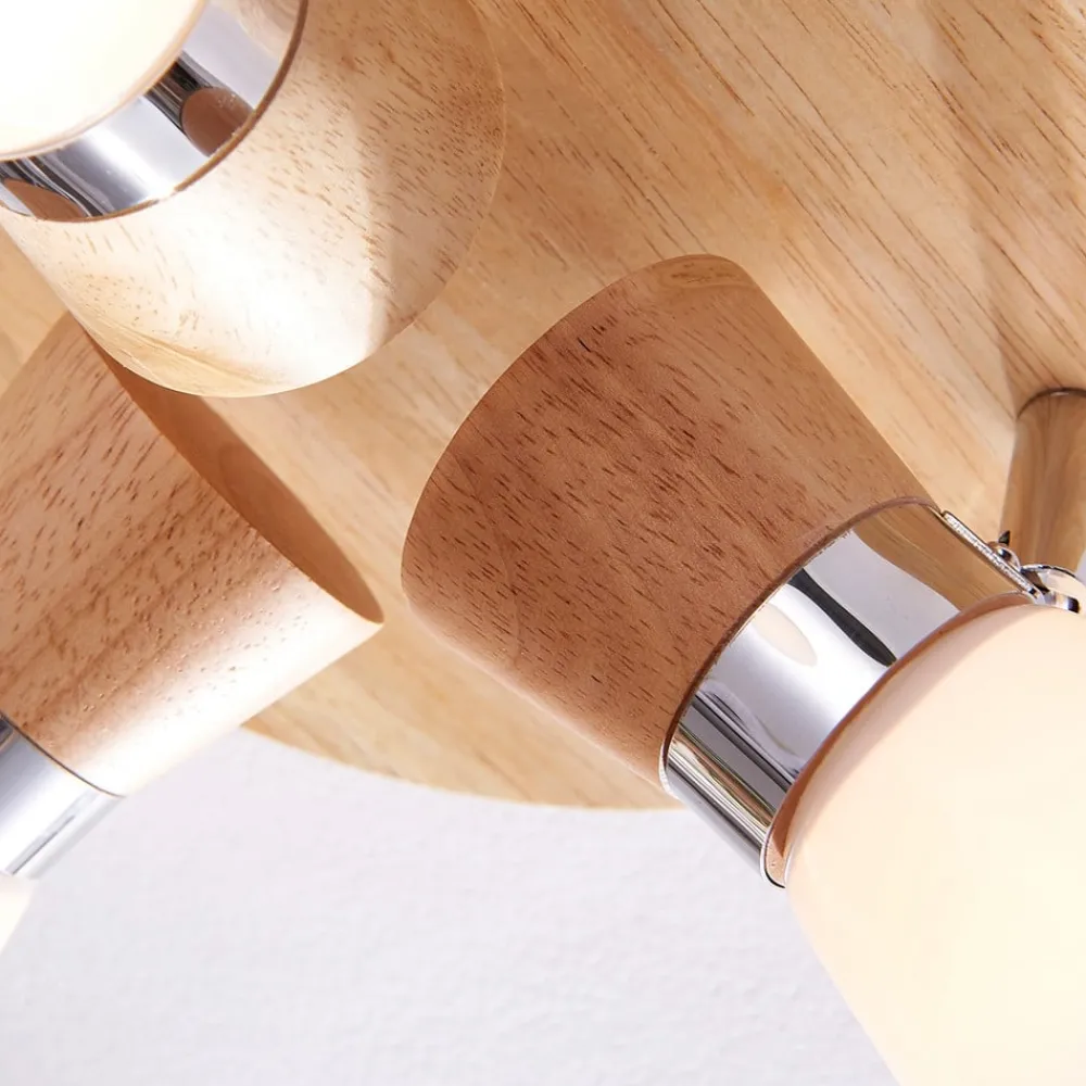 Lindby taklampe Vivica, Ø 26 cm, krom, glass, tre| Taklamper