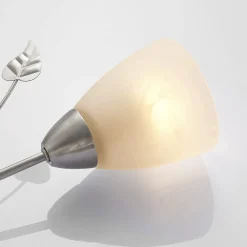 Lindby taklampe Yannie, 6 lyskilder, 106 cm, nikkel/hvit, glass| Design- Og Hotellbelysning|Taklamper