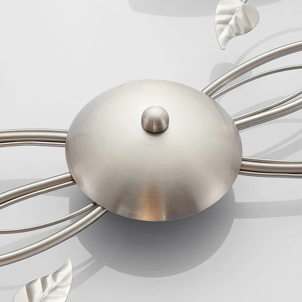 Lindby taklampe Yannie, 6 lyskilder, 106 cm, nikkel/hvit, glass| Design- Og Hotellbelysning|Taklamper