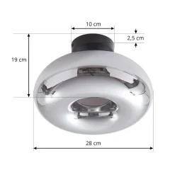 Lindby taklampe Zehra, Ø 28 cm, røykgrå, glass| Design- Og Hotellbelysning|Taklamper