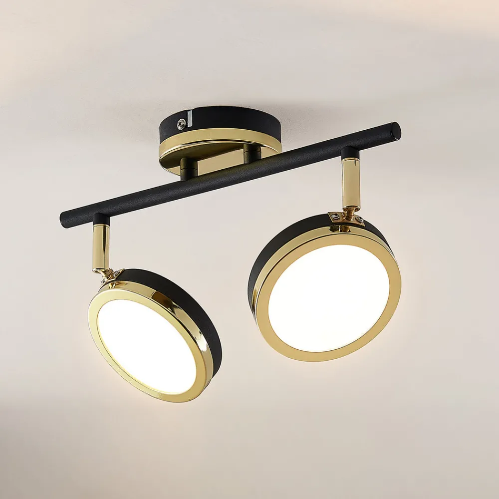 Lindby takspotlight Alsani, 2-lys, stål, svart, gull Sale