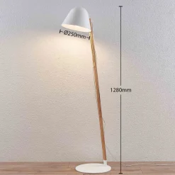 Lindby Tetja gulvlampe med trestav, hvit| Gulvlamper