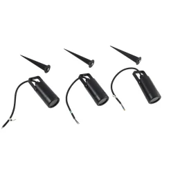 Lindby Thorgal lampe med jordspyd, Ø 6 cm, svart, sett med 3 stk| Terrassebelysning|Utespotter