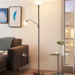 Lindby uplight Jost, 180 cm, nikkelfarget, leselampe Clearance