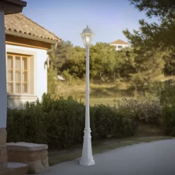 Lindby utelampe Edana, 211 cm, hvit, metall, E27, IP44 Best