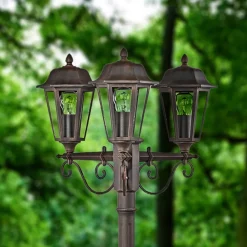 Lindby utelampe Lamina, 172 cm, 3 lyskilder, svart-rust, E27| Lyktestolper