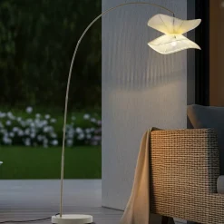 Lindby utendørs gulvlampe Valdorin, beige, 199 cm, IP44| Terrassebelysning