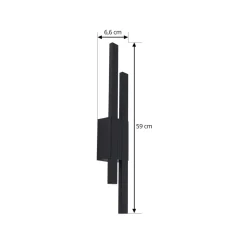 Lindby utendørs LED-vegglampe Sakari, svart, aluminium, 59 cm høy| Kommersiell Utebelysning|Led-Utendørs