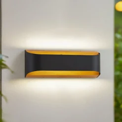 Lindby utendørs LED-vegglampe Lenore, svart, metall, 36,5 cm| Kommersiell Utebelysning|Led-Utendørs