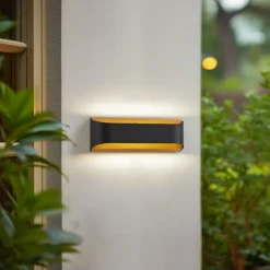 Lindby utendørs LED-vegglampe Lenore, svart, metall, 36,5 cm| Kommersiell Utebelysning|Led-Utendørs