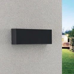 Lindby utendørs LED-vegglampe Jarte, 24 cm, ned, grå, IP65| Kommersiell Utebelysning|Led-Utendørs