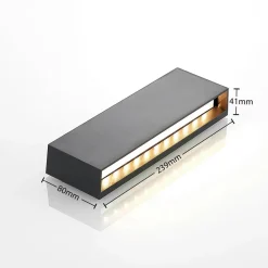 Lindby utendørs LED-vegglampe Jarte, 24 cm, ned, grå, IP65| Kommersiell Utebelysning|Led-Utendørs