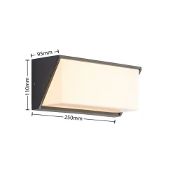 Lindby utendørs LED-vegglampe Malim, 25 cm, antrasitt, IP65| Kommersiell Utebelysning|Led-Utendørs