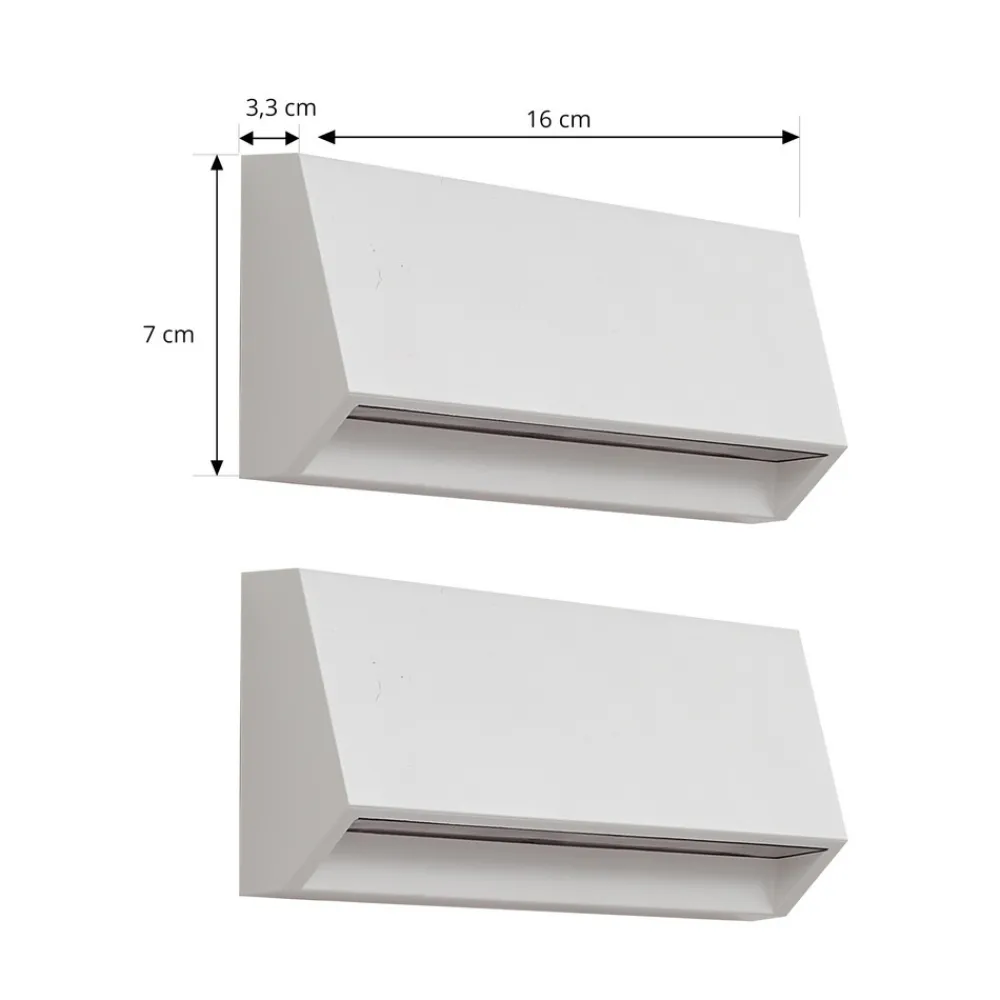 Lindby utendørs LED-vegglampe Appeso, lengde 22 cm, sett med 2 stk New