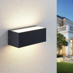 Lindby utendørs LED-vegglampe Nienke, 23 cm, saltvannsresistent, IP65| Kommersiell Utebelysning|Terrassebelysning