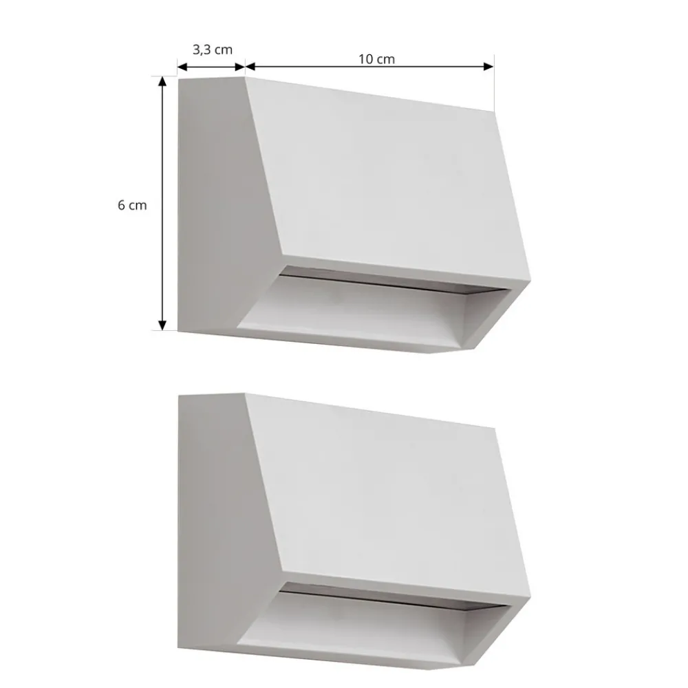Lindby utendørs LED-vegglampe Appeso, bredde 10 cm, sett med 2 stk Best