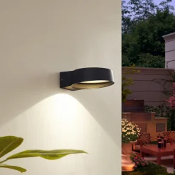 Lindby utendørs LED-vegglampe Jesiba, antrasitt, aluminium, Ø 16 cm Hot