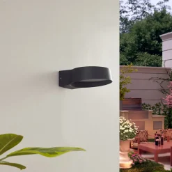 Lindby utendørs LED-vegglampe Jesiba, antrasitt, aluminium, Ø 16 cm Hot