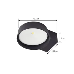 Lindby utendørs LED-vegglampe Jesiba, antrasitt, aluminium, Ø 16 cm Hot